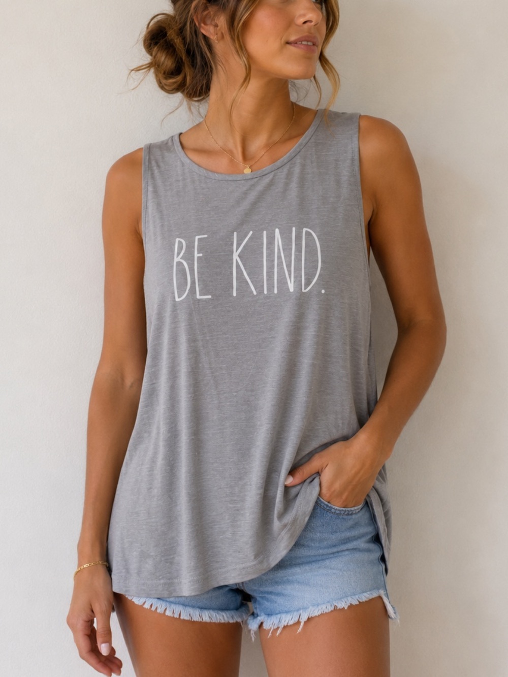 Rae Dunn Gray "BE KIND." Graphic Tank